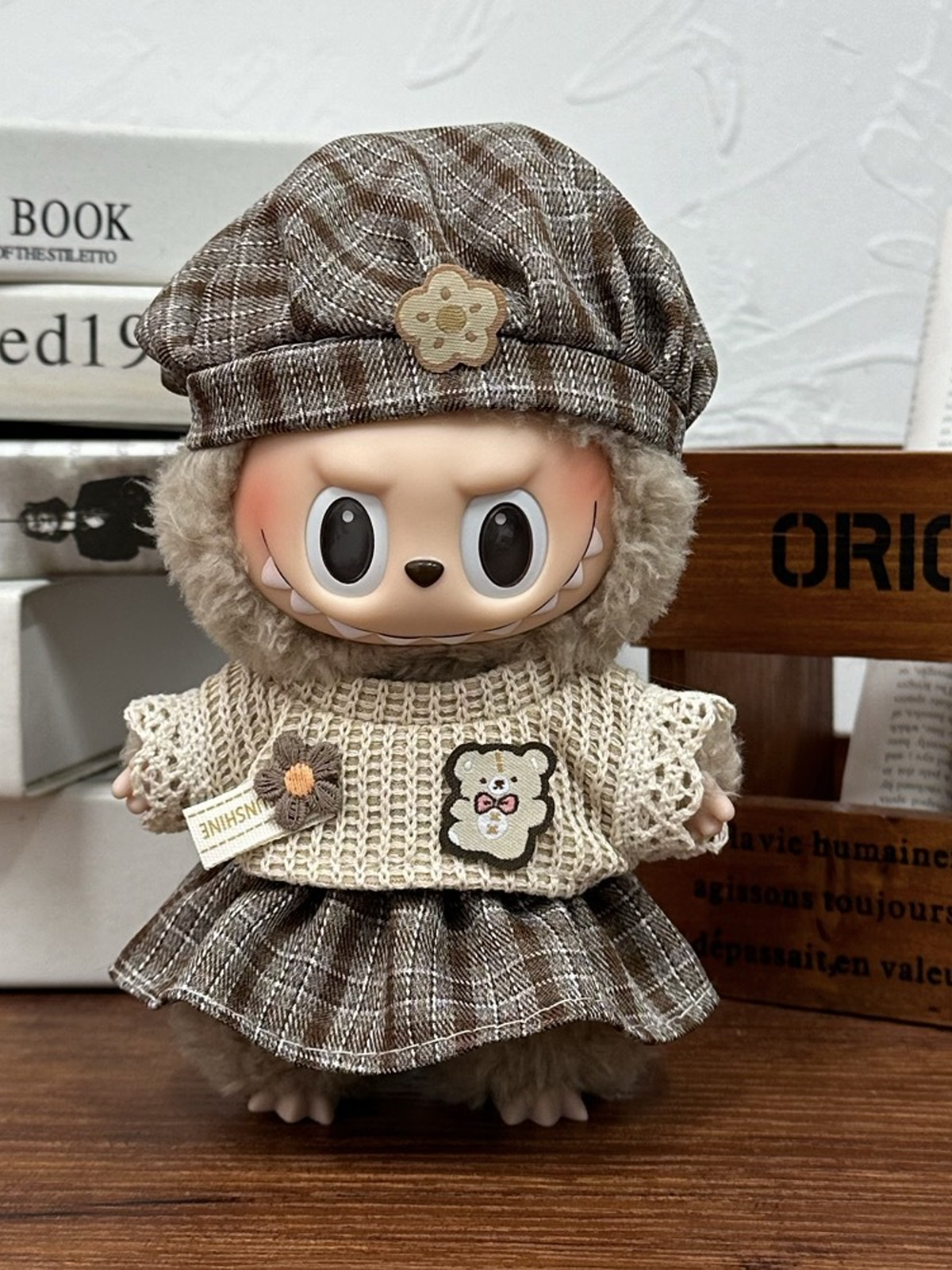 LABUBU Clothes Bear Plaid Outfit
