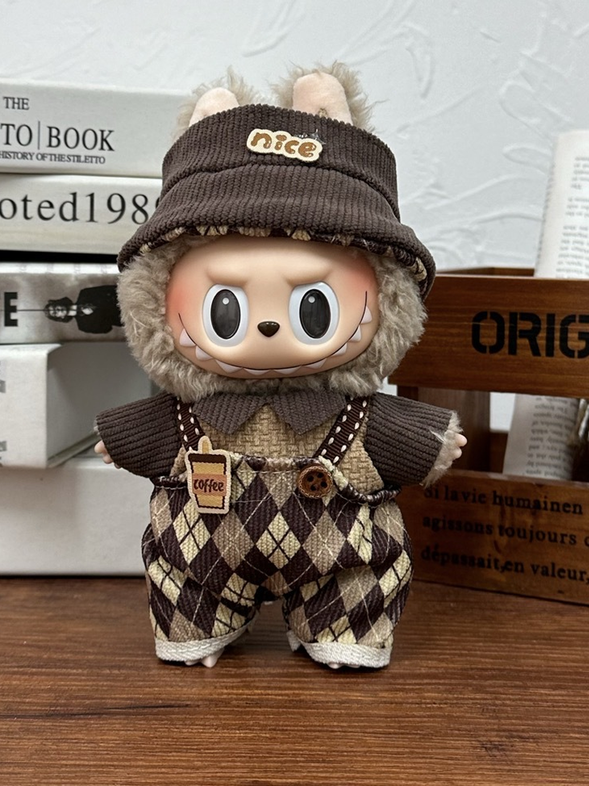 LABUBU Clothes Coffee Overalls Outfit