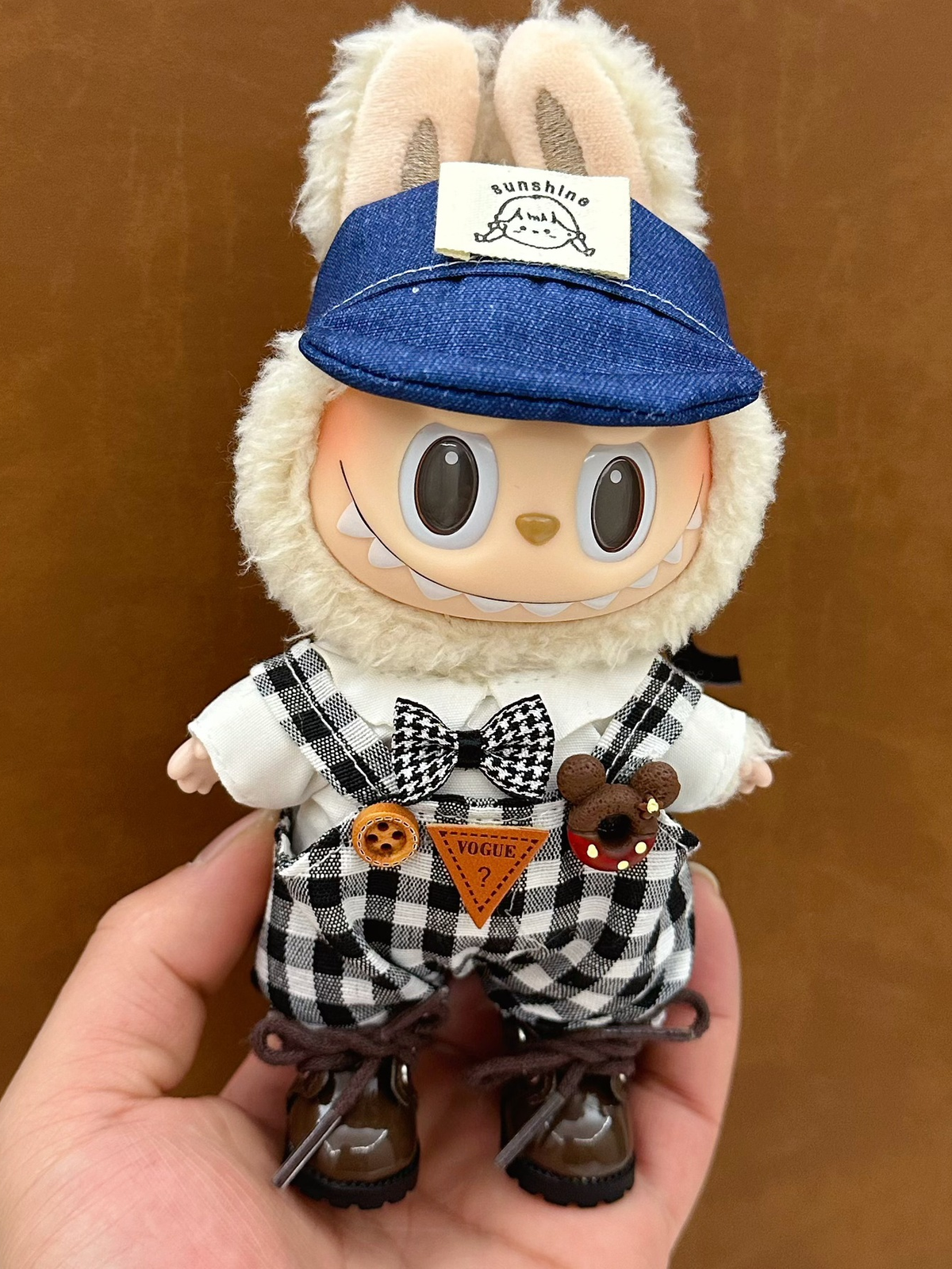 LABUBU Clothes Blue Hat Overalls Outfit
