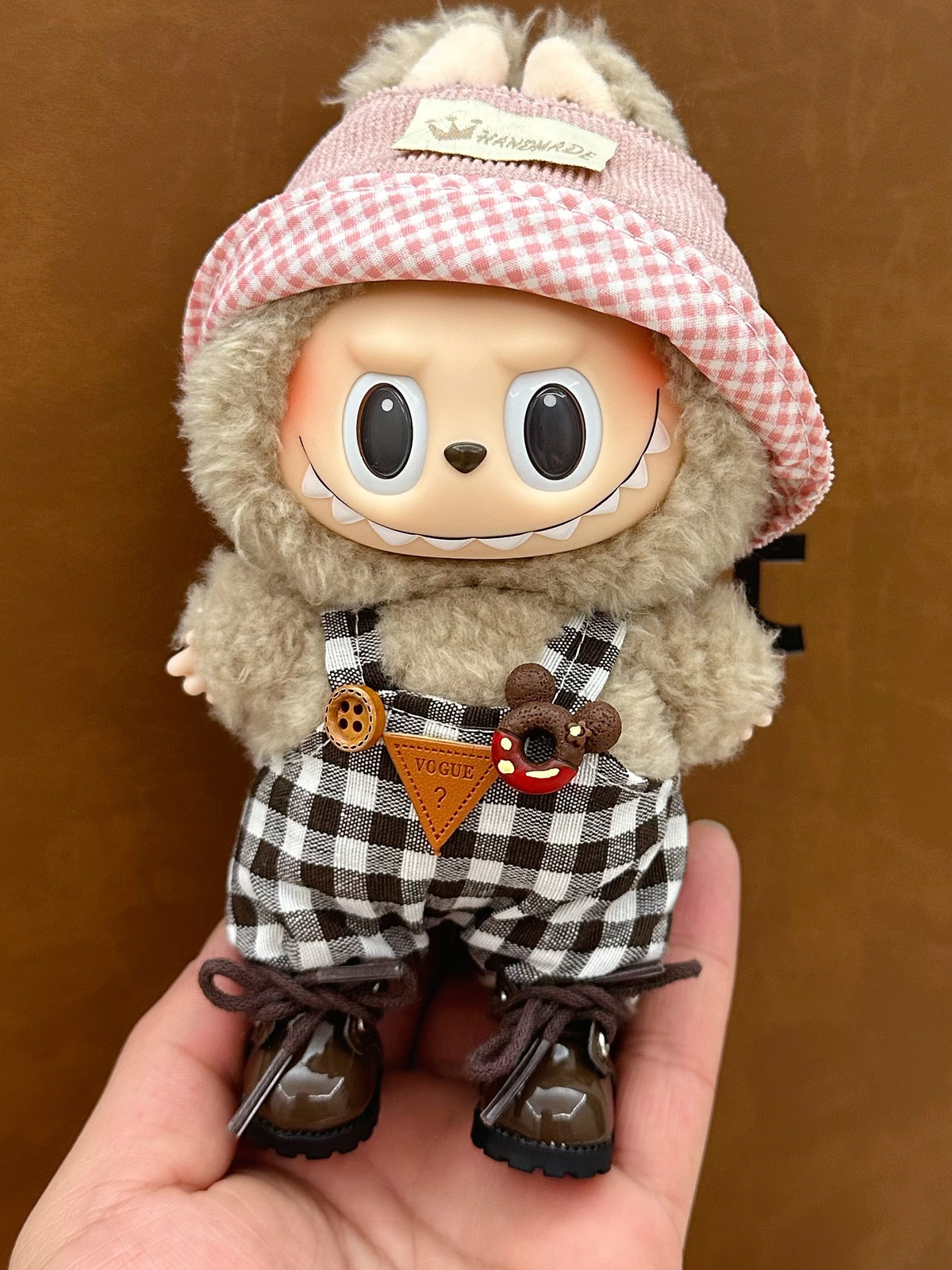 LABUBU Clothes Pink Hat Overalls Outfit