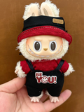LABUBU Clothes Red Black Overalls Outfit