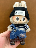 LABUBU Clothes Black Hat Blue Overalls Outfit