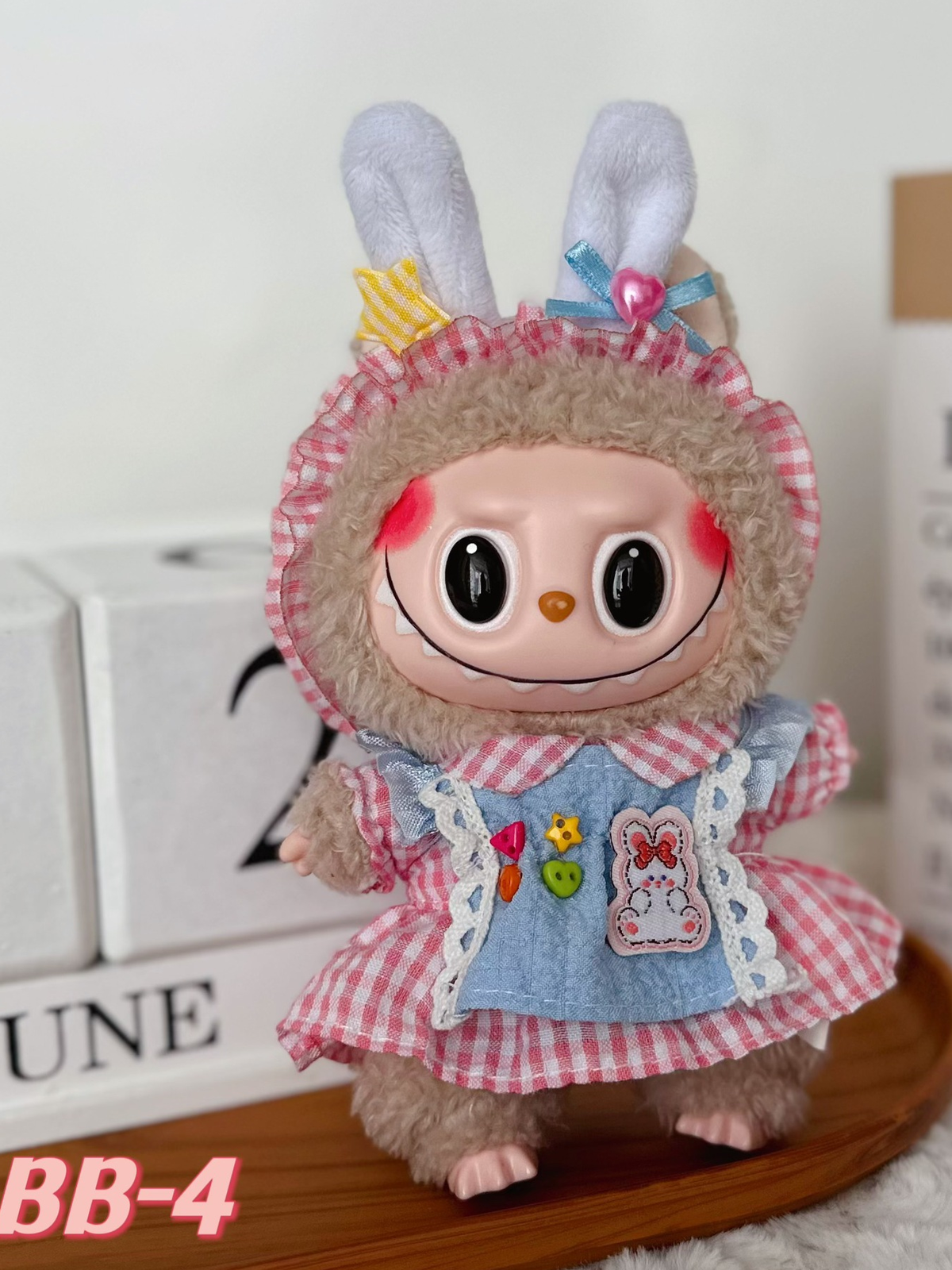 LABUBU Clothes Pink Plaid Outfit