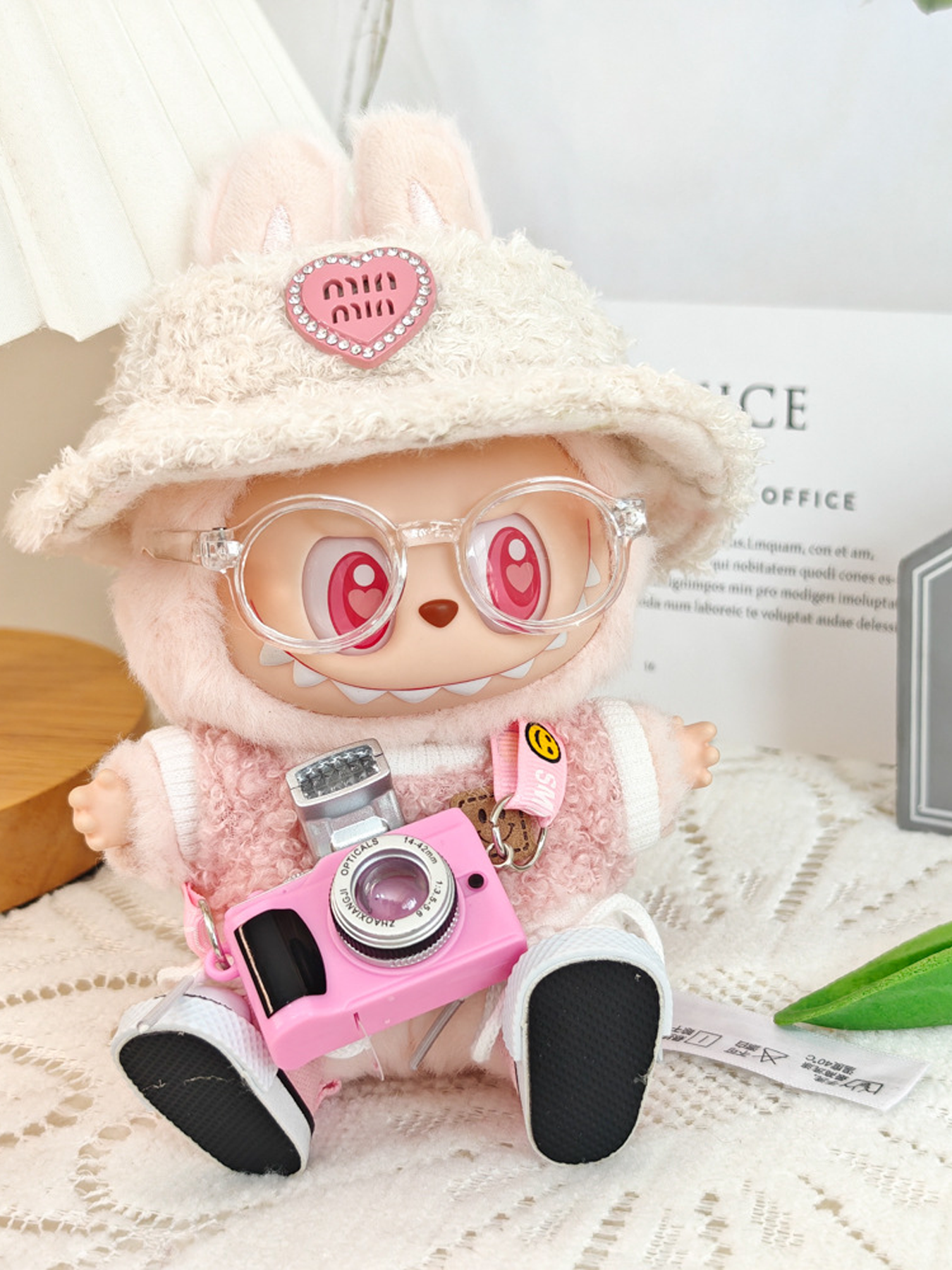 LABUBU Clothes Plush Pink Blue Love Heart Outfit