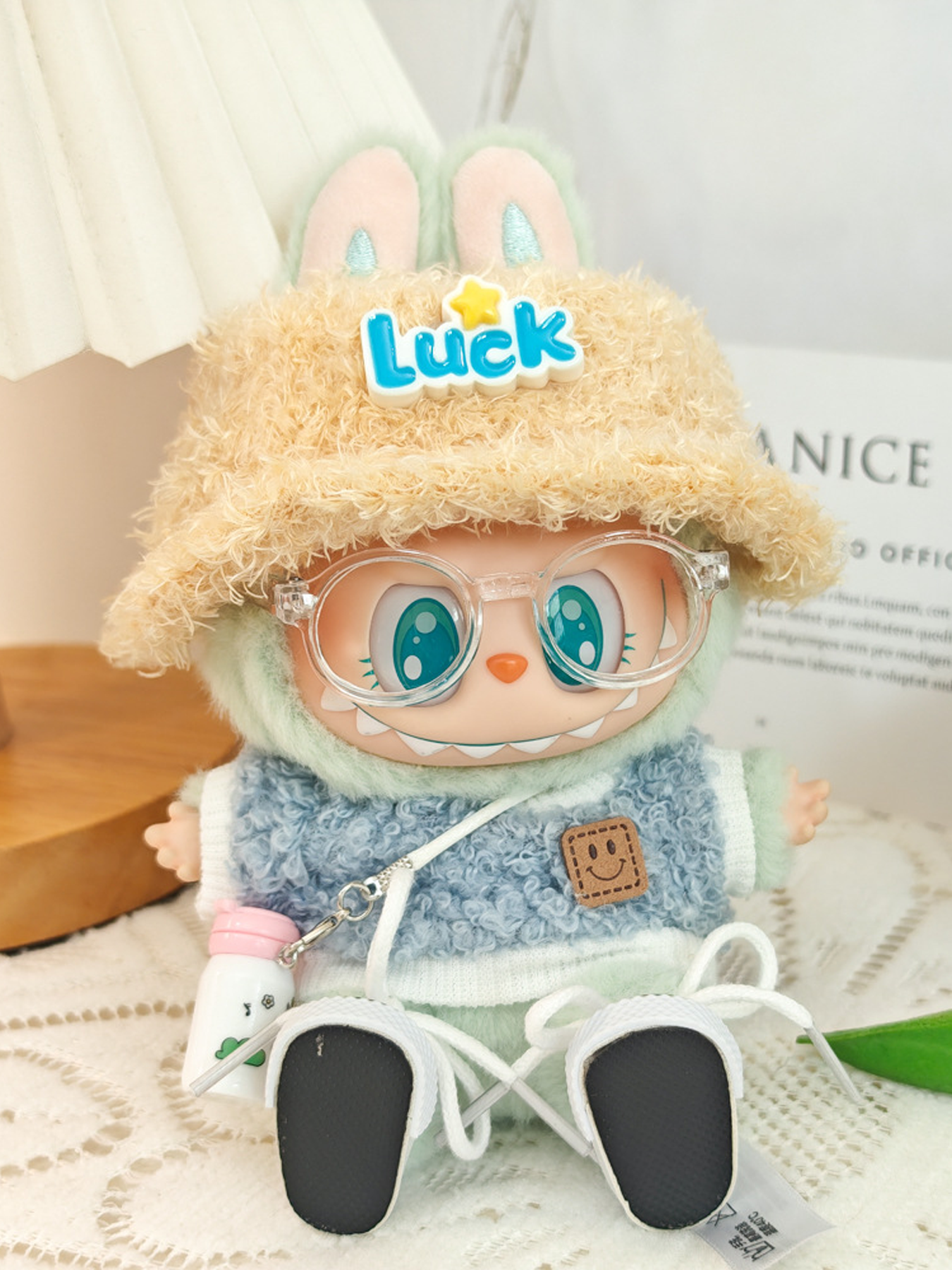 LABUBU Clothes Plush Pink Blue Love Heart Outfit