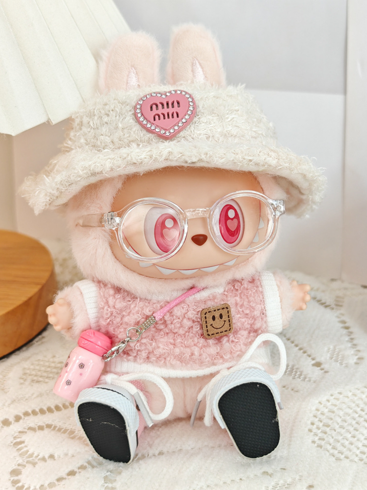 LABUBU Clothes Plush Pink Blue Love Heart Outfit